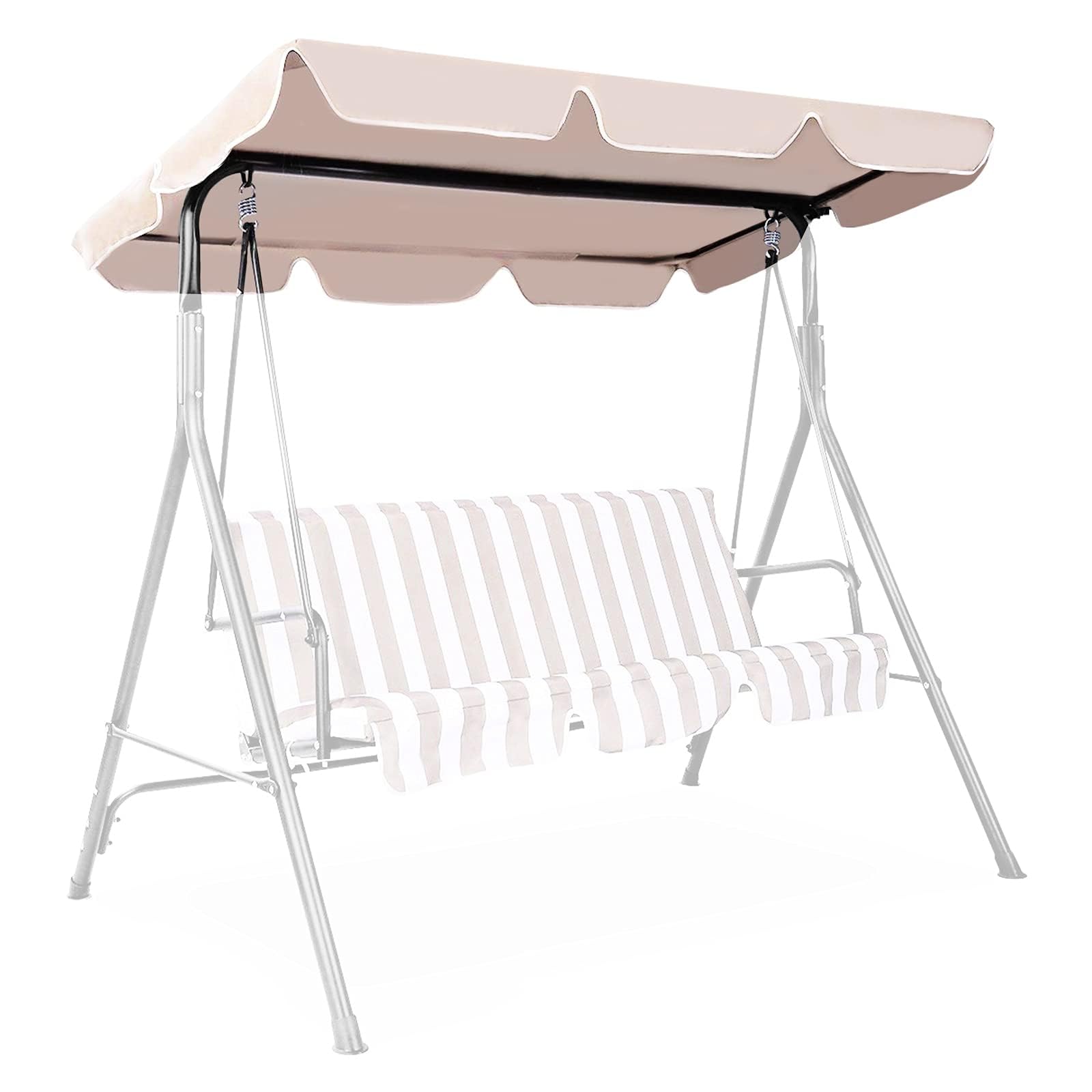 KOMFOTTEU Tetto di ricambio per altalena da giardino universale, copertura di ricambio impermeabile, copertura per dondolo con protezione solare (beige, 190 x 132 cm), XY1650ES-KF