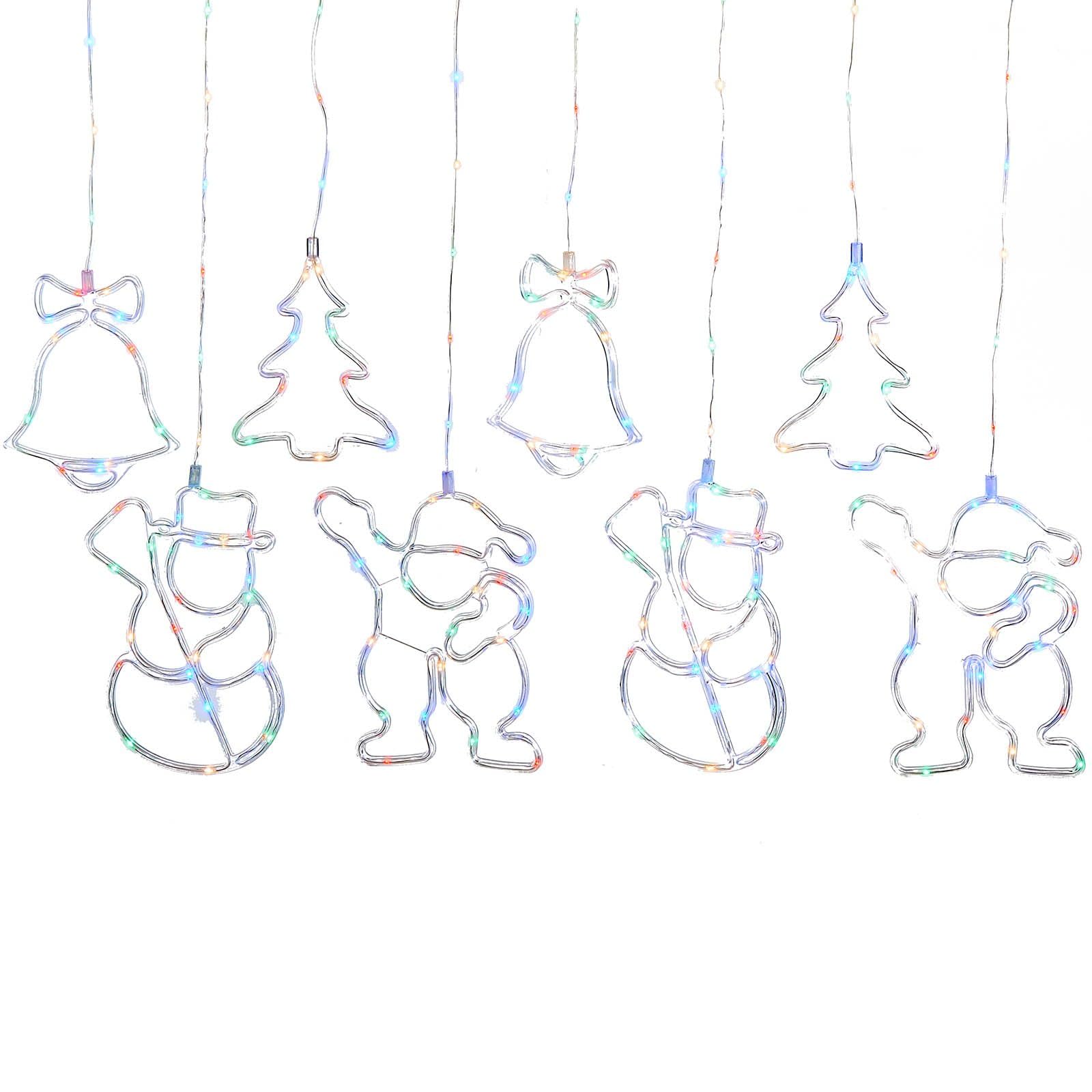 Werchristmas Multi Colour Pre-Lit Christmas Character Silhouette Curtain Light, 188 Multi-Coloured Leds