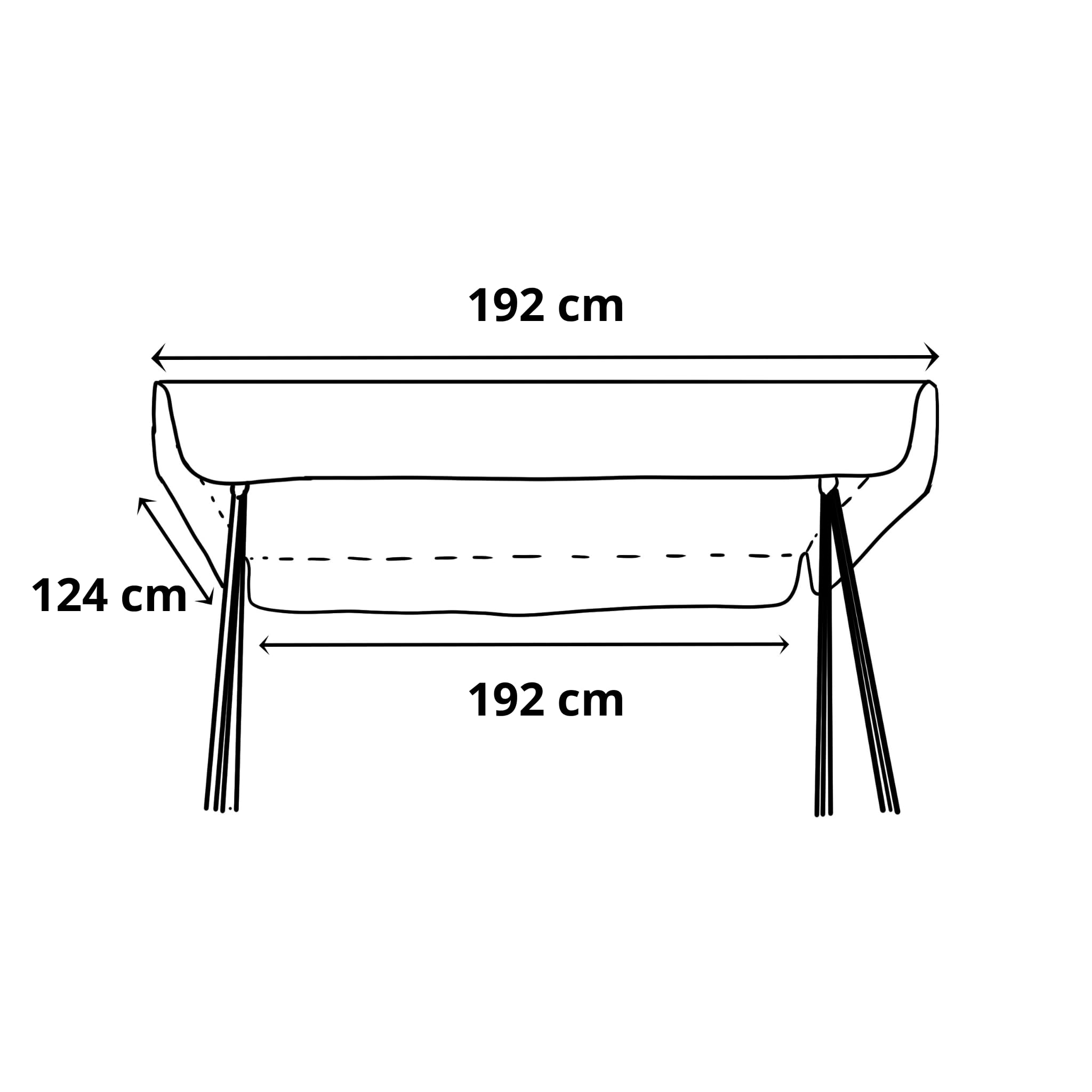 Cuscino compreso Tettuccio Impermeabile per dondolo da giardino 2, 3 e 4 posti spessore 8 cm (Cuscini 155x55 | Telo 192x124, Marrone)