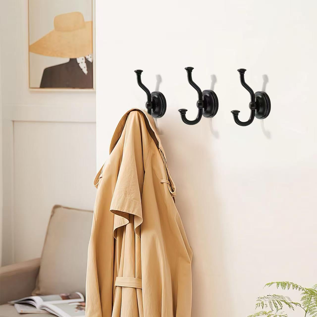 KHTUMEWARE-KH318 Matte Black Coat/Robe Hooks in Matte Black — KHTUMEWARE