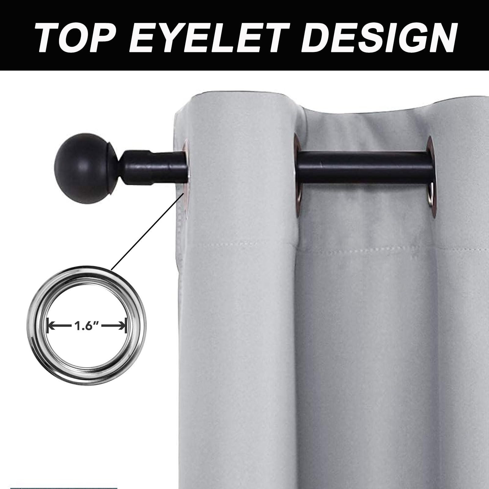 GUOJUN Tende Oscuranti per Interni 80 x 270 cm Termiche Isolanti e Moderne Tenda Coprenti Tinta Unita Anti-Rumore, Pesante, Opache per Soggiorno e Camera da Letto, Grigio Chiaro
