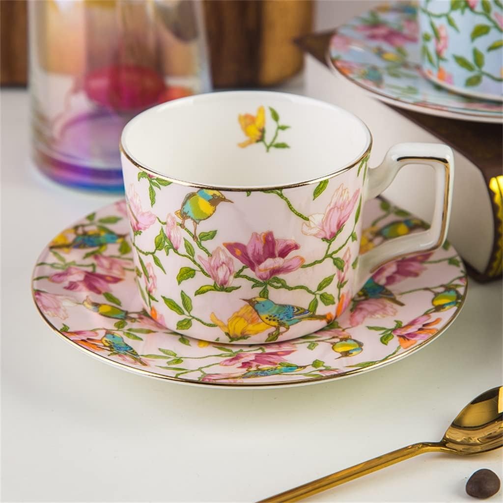 Fashion Ceramic Coffee Cup set European Large Capacity Elegant Red Quality Bone China TeaCup Disc(black-JoJo's Bizarre Adventure1)