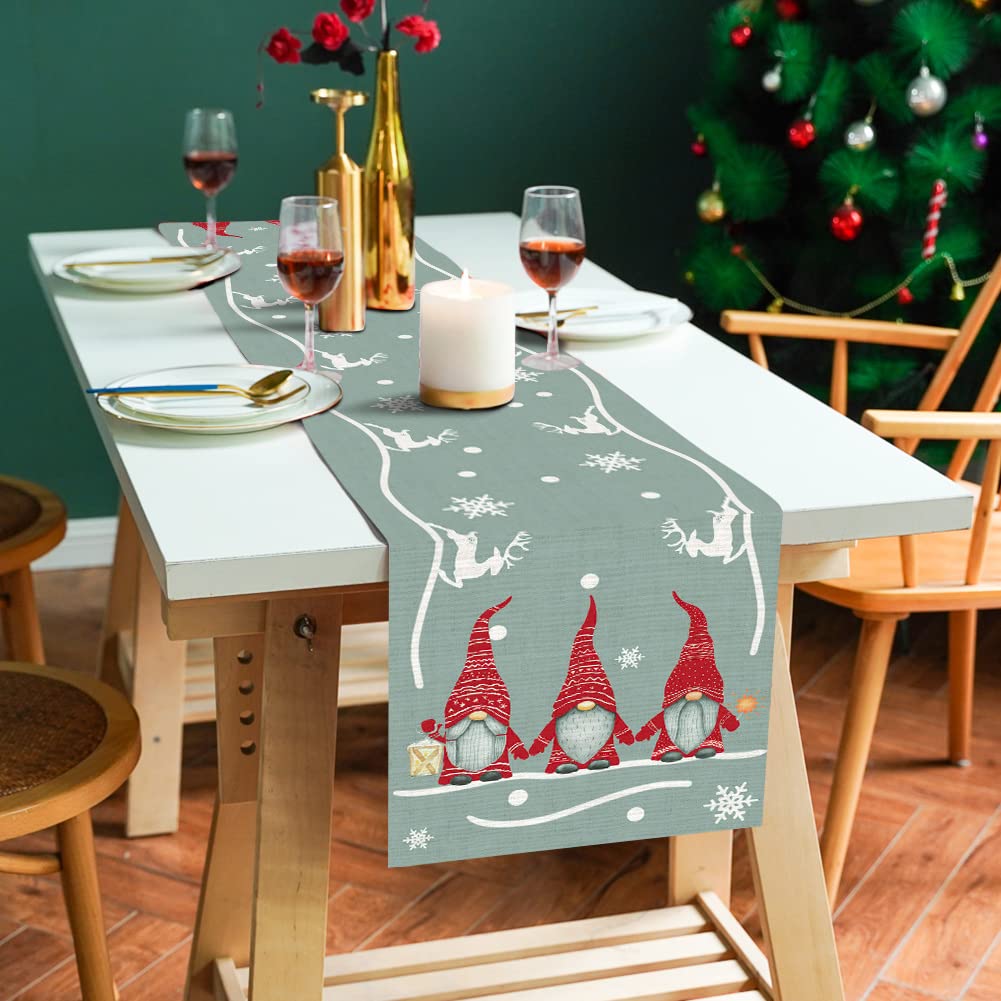 Chemin De Table De Noël Aspect Lin Lavable 33 X 183 Cm Décor