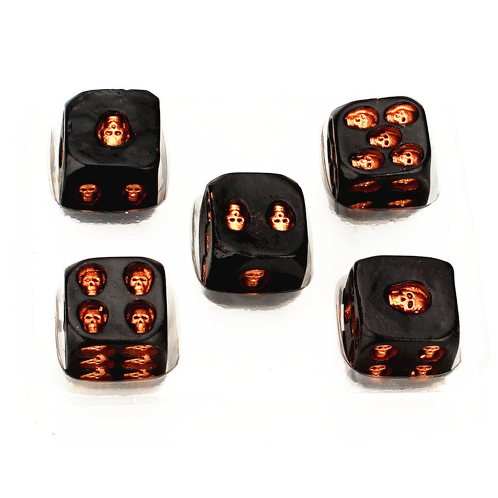 5pcs Dice Resin Skeleton Dice Set Scary Novelty Decorative 6 Dice Table Ornament Dice For Restaurant Bars 1.8cm (5pack) (Gold, One Size)