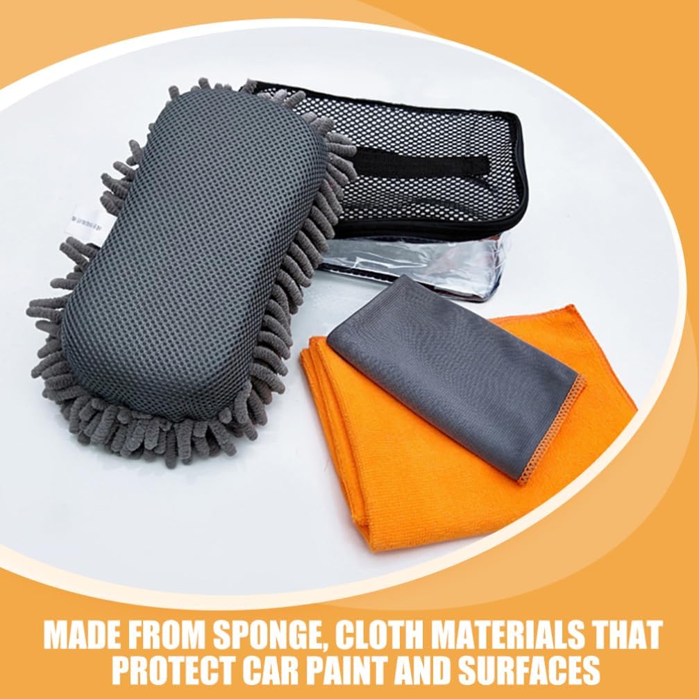 SOLUSTRE Car Wash Sponge Set with Ultra Absorbent Cloth for Car Cleaning