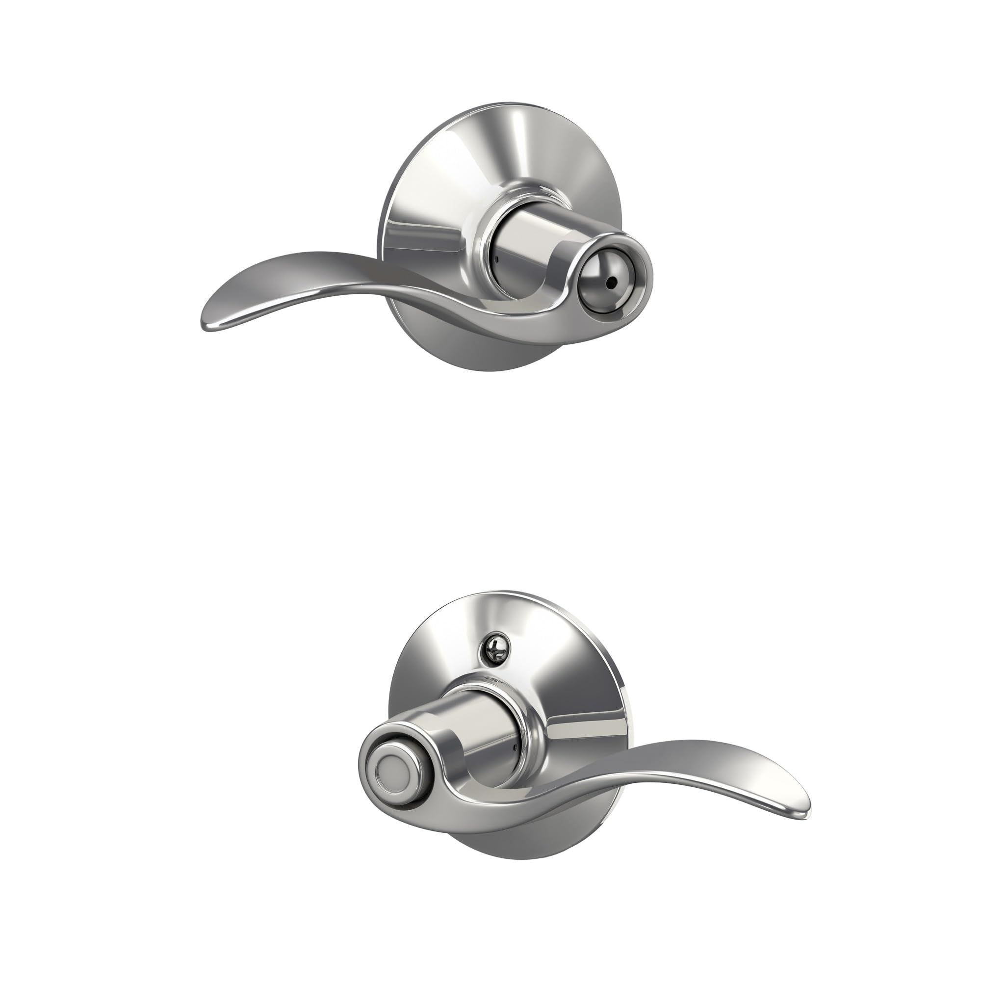Schlage Accent Bed/Bath Privacy Door Handle with Lock, Bright Chrome | Interior bedroom or bathroom door lever with push button lock, Reversible, Easy install, Certified durability, Universal fit