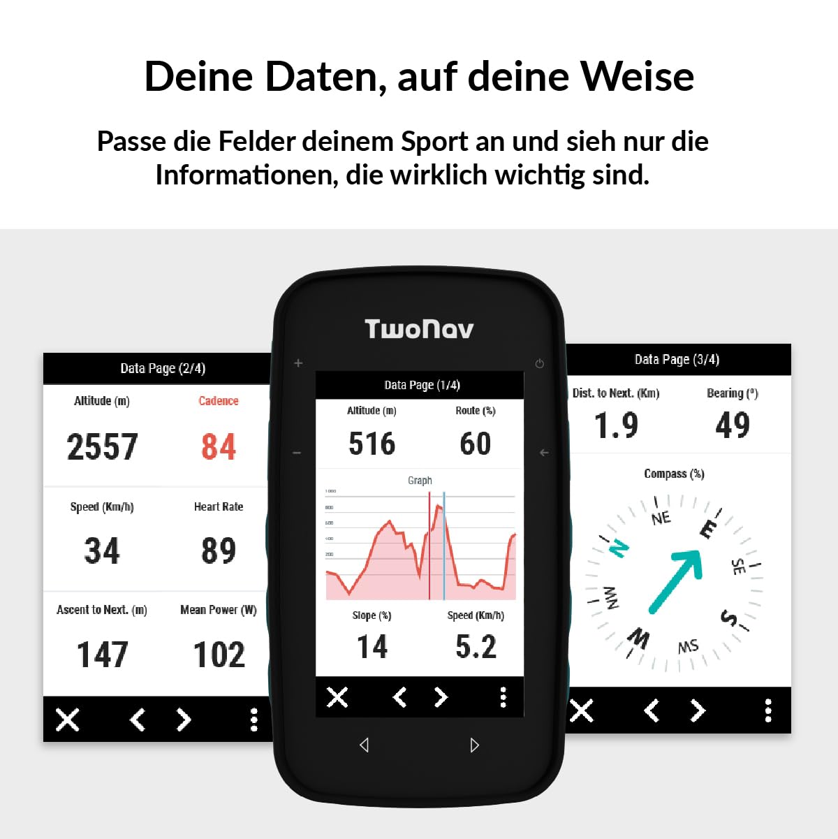 TwoNav Cross Plus (64 GB) + Karte Full Deutchland BKG Topo 1:25000 installiert, Outdoor GPS mit 3,2-Zoll-Bildschirm für MTB, Fahrrad, Trekking, Wandern oder Navigation