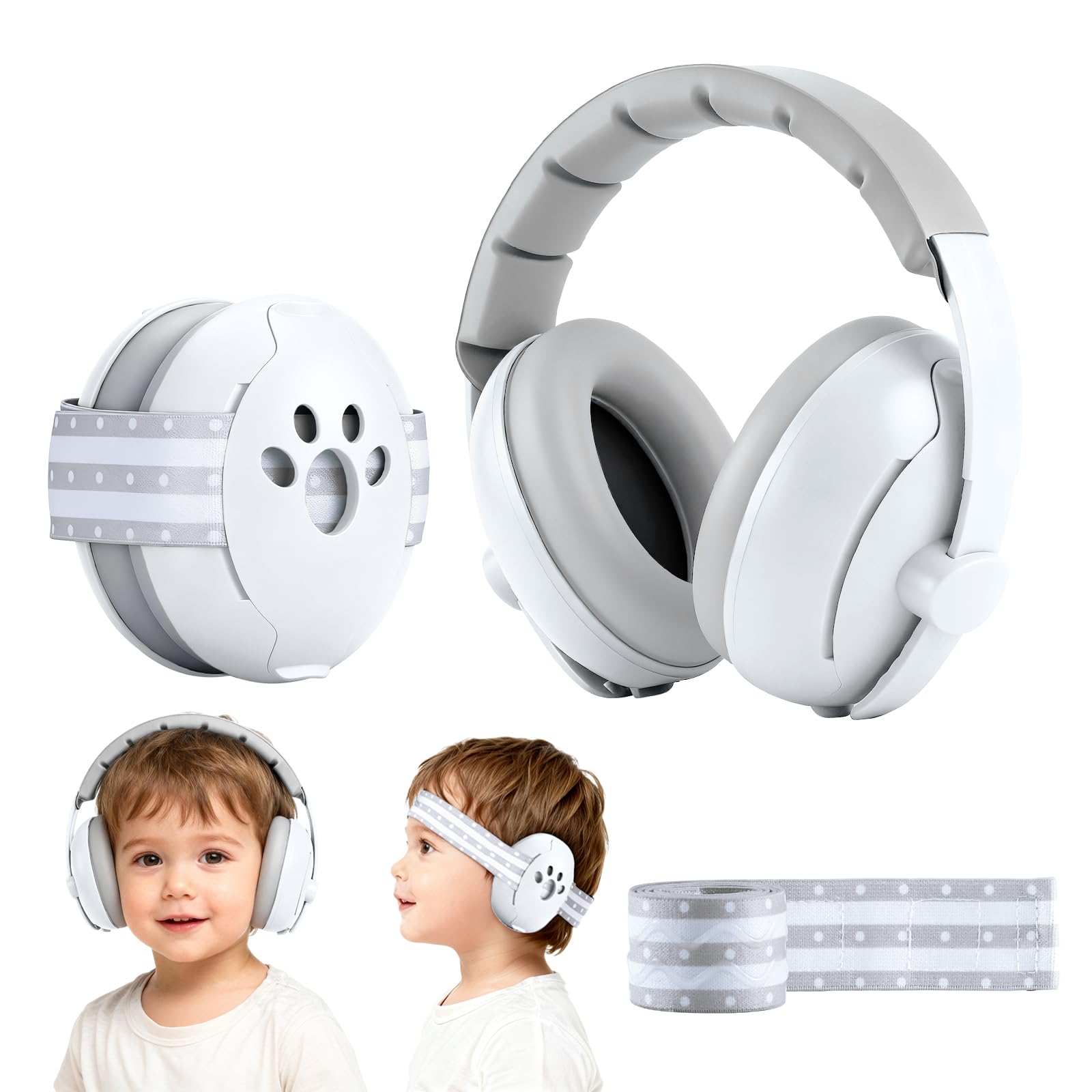 Cuffie Antirumore Neonato per Proteggere l'Udito -25dB, Cuffie Antirumore Morbido per Bambini Bebè da 0 a 3 Anni, Protezione Acustica, Archetto Regolabile, per Viaggi in Aereo