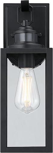 Miniatura 3 de Westinghouse 6122600 Victoria - Accesorio de pared tradicional para exteriores con sensor de movimiento, acabado negro mate, cristal transparente