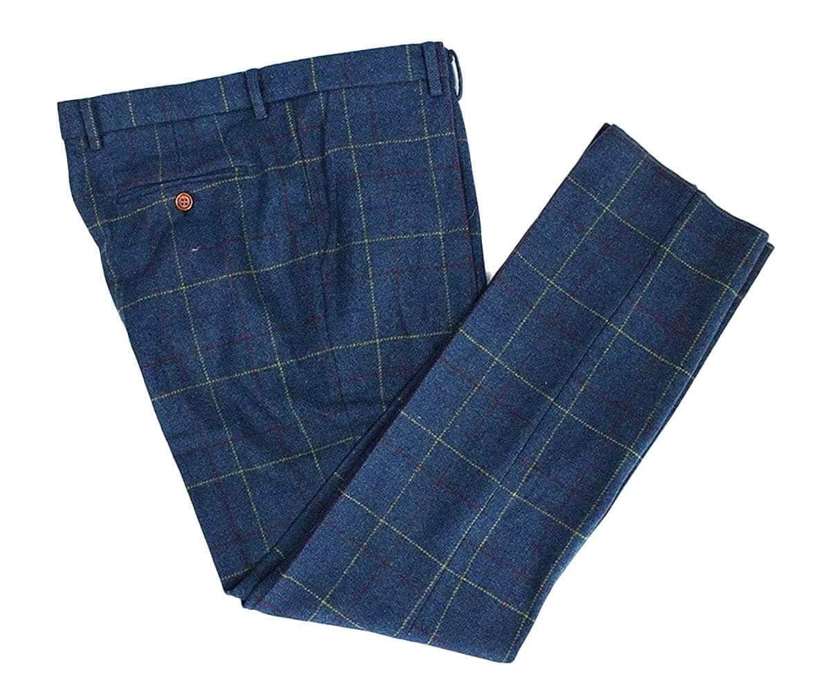 Wemaliyzd Men's Premiun Tweed Blend Flat Front Check Dress Pants