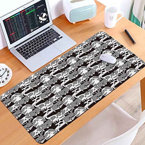 SHIVNAMI Alfombrilla Raton Grande Gaming Mouse Pad,Patrón con Bulldog Inglés Caballero Europeo y Personajes Punk,Lavable, Antideslizante Diseñada para Gamers, Trabajo de Oficina