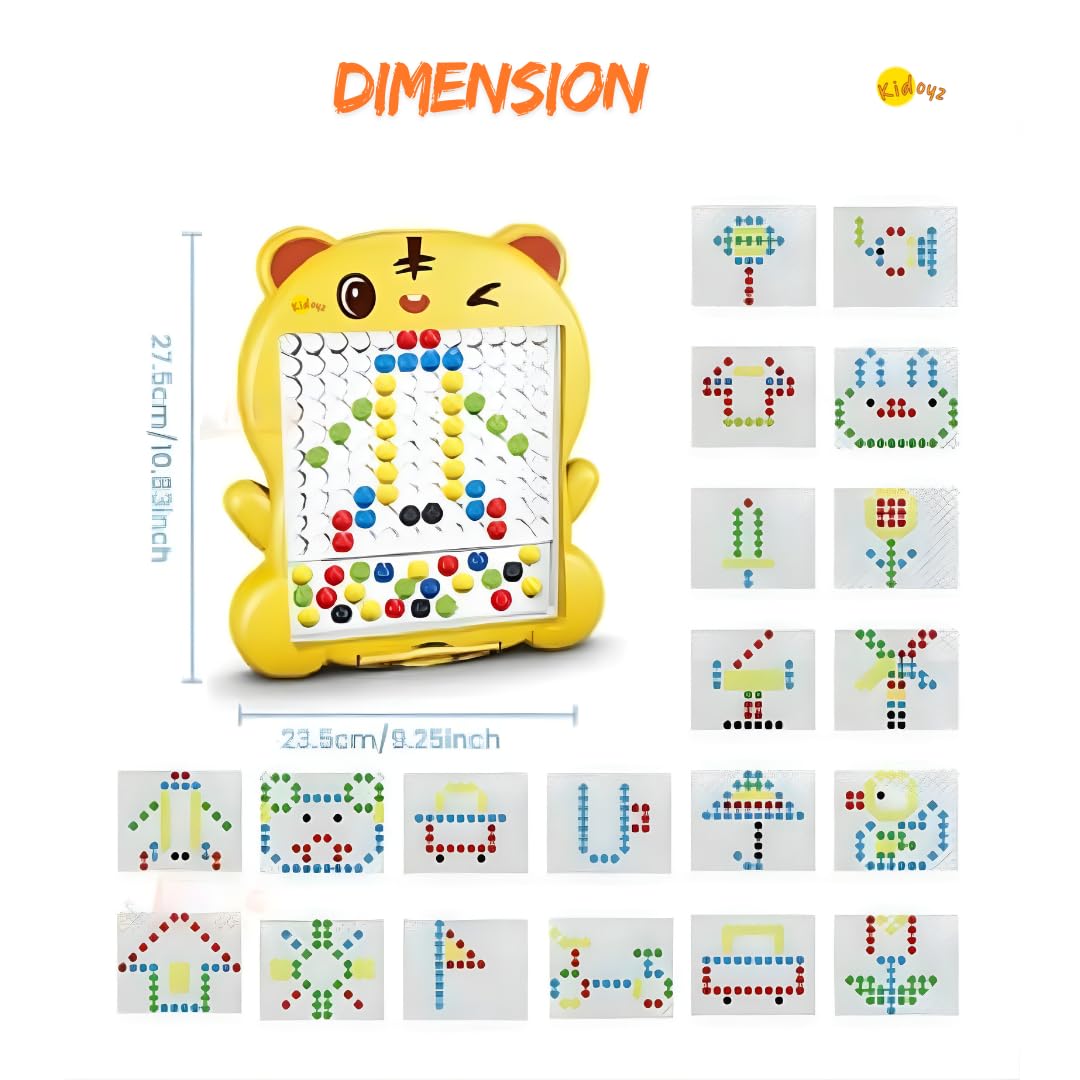 Kidoyz Magnetic Drawing Board for Kids with 80 Beads & Magnetic Pen | Big Size Magnetic Doodle Board | Educational Dot Creativity Toy for Boys & Girls 3+ Years (Multicolor) - Cat Design 1