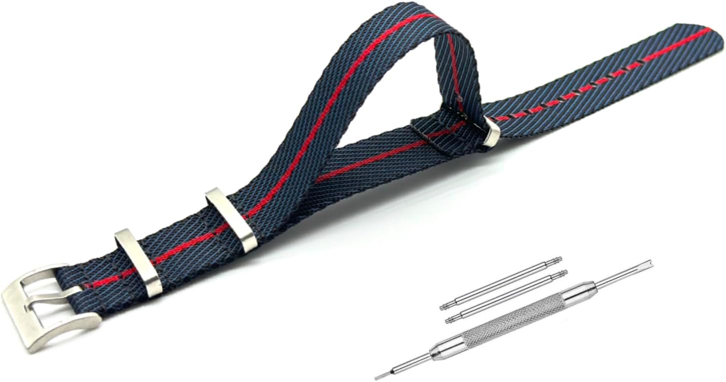 20mm & 22mm Stainless Steel 304 Buckle & loop Nylon Vintage Style NATO Watch Strap ONE WAY NATO Nylon STRAP Imported Quality With Pins and Pin Remover Tool (Include)