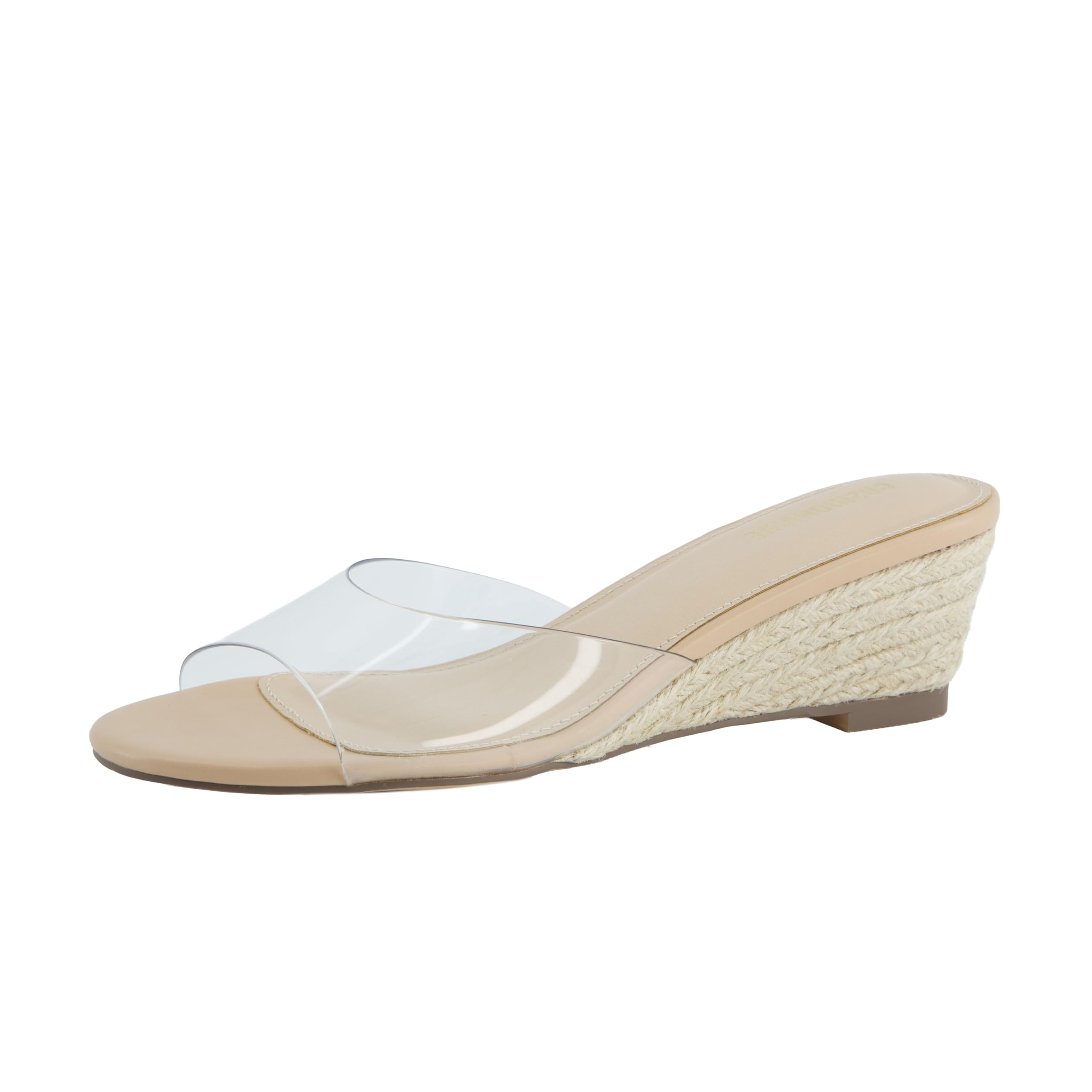 CUSHIONAIRE Brit Dress Wedge Sandals for Women, Clear Slip-On Espadrille Heels with Soft Memory Foam Comfort — view 9