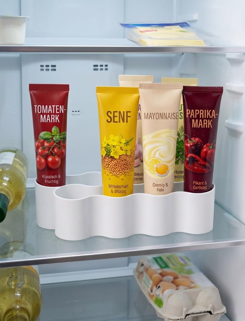 Naturalspring® Tuben Aufbewahrungsbox Organizer für Standardtuben Weißer Tubenhalter – Ordnung im Kühlschrank & in der Küche Küche, 