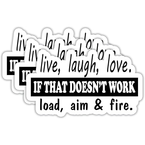 (3Pcs) Live Laugh Love If That Doesn't Work Stickers Motivational Quotes Stickers Decal Waterproof Vinyl Stickers Adult for Laptop Kindle Car Tumbler Water Bottle Mug Phone Notebook Size 3”x1.8”