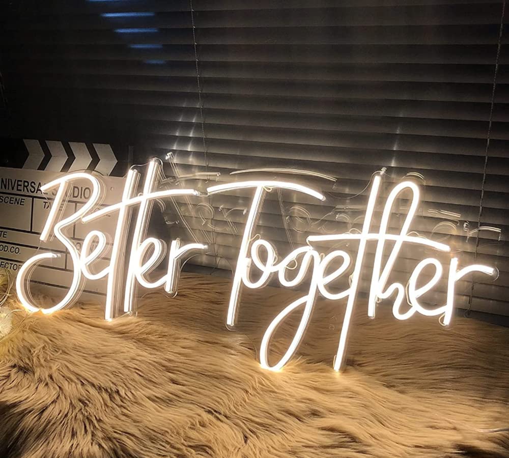 Ulalaza Insegna al Neon a LED Better Together Luce Notturna per la casa, Camera da Letto, Soggiorno, Decorazione Artistica, Festa, Anniversario di Matrimonio, Compleanno con USB 5v