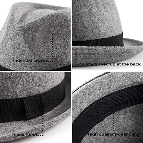 Image of LADYBRO Straw Trilby Fedora Hat for Men Women 1920s Wool Felt Panama 7 1 /4