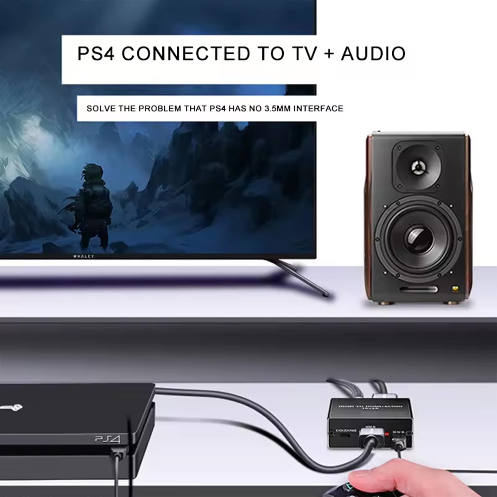 Konwerter HDMI Audio Extractor, konwerter audio, 4Kx2K, Optical Toslink SDPIF, gniazdo audio 3,5 mm, adapter rozdzielacza optycznego Hdmi, do PS5 i innych urządzeń