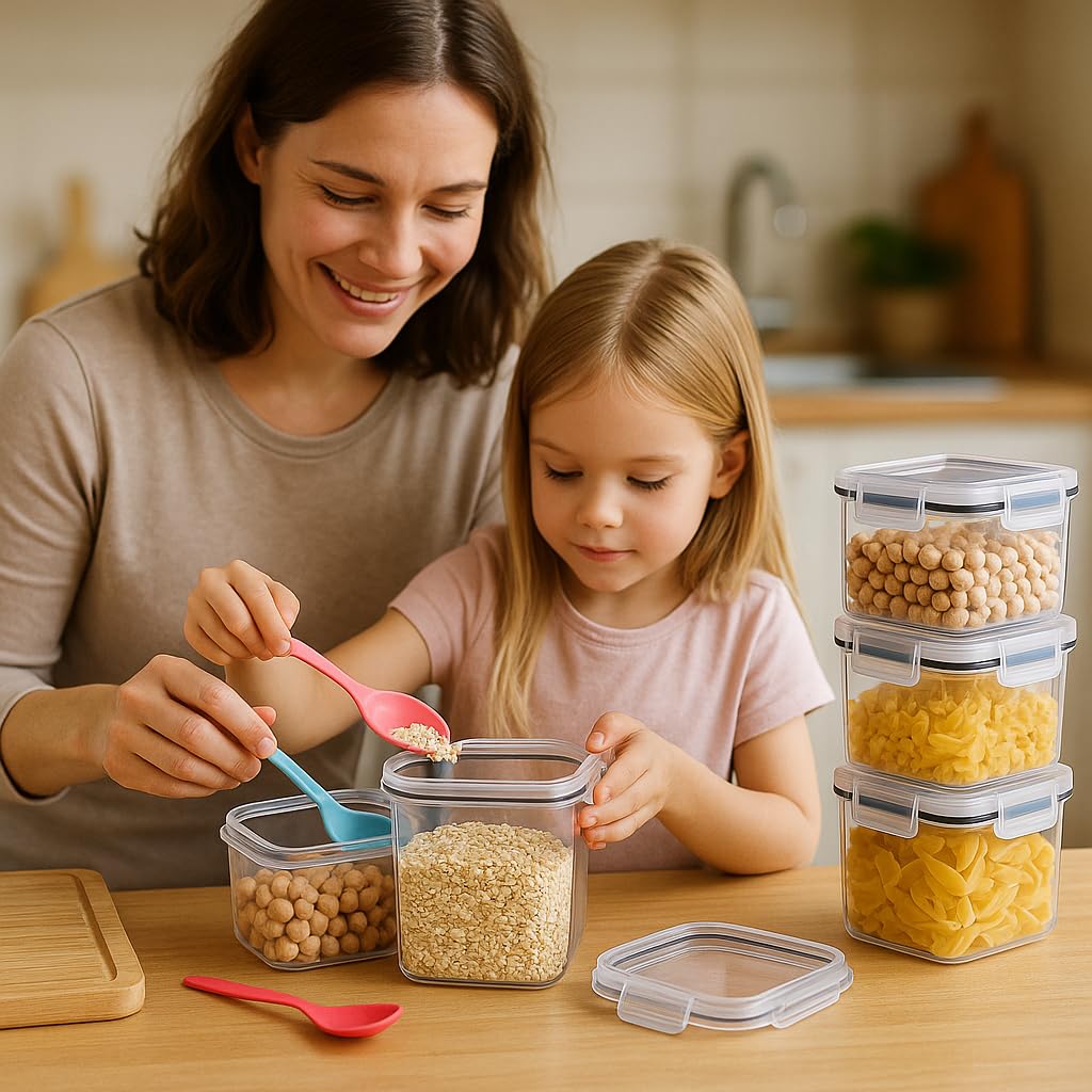 Contenitori per alimenti capienti da 42 litri con coperchi ermetici, set di organizzatori da cucina, senza BPA, trasparenti, 24 pezzi