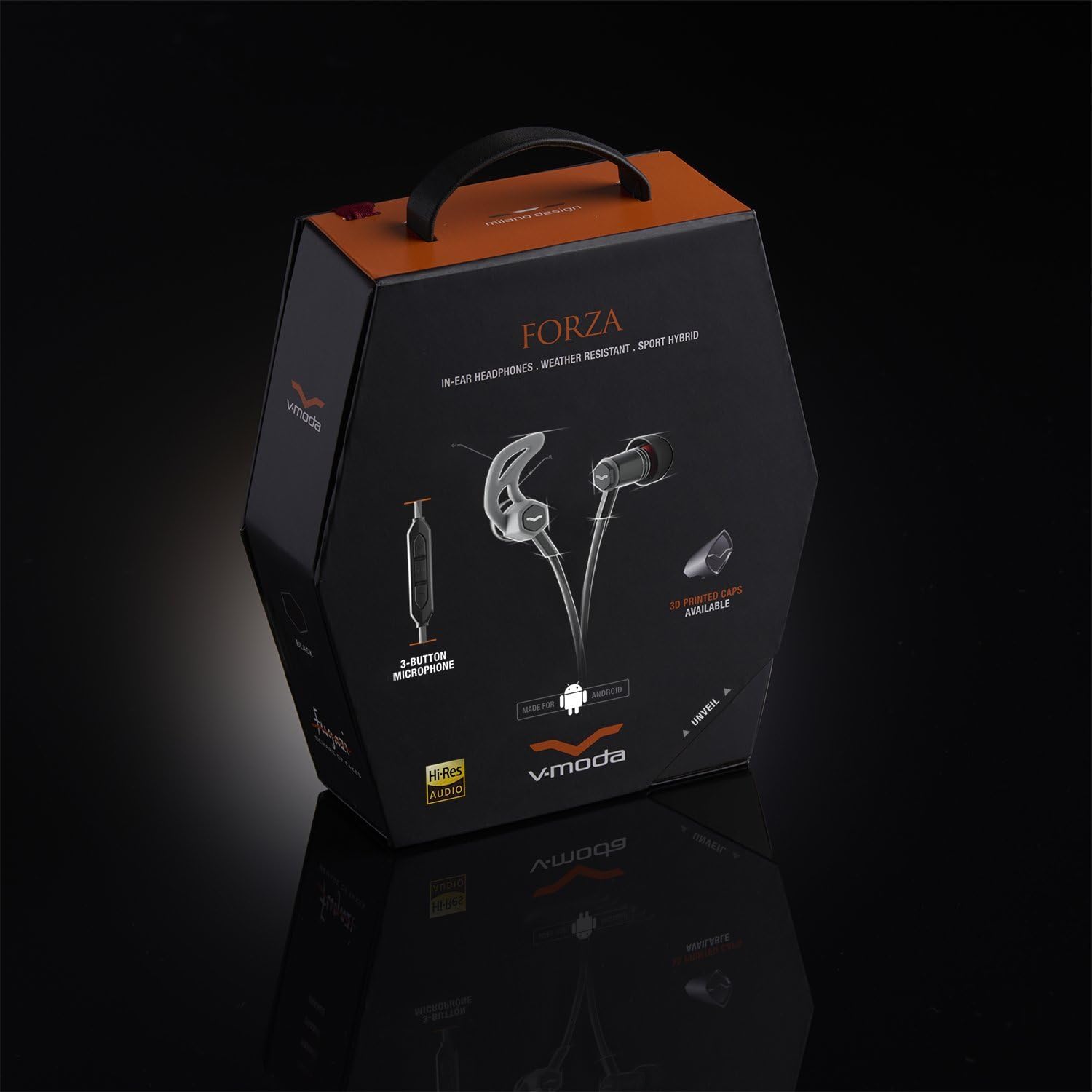 V-Moda Forza in-Ear Headphones with 3-Button Remote and Microphone – Compatible with Samsung and Android Devices, Black