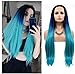 Women's Natural Blue R synthétique en dentelle avant perruque mélange couleurs Gradient Long Straight R synthétique long r Natural Cosplay Girl Girl Party Dishy Use Daily, acteur, Internet Star, Ancho