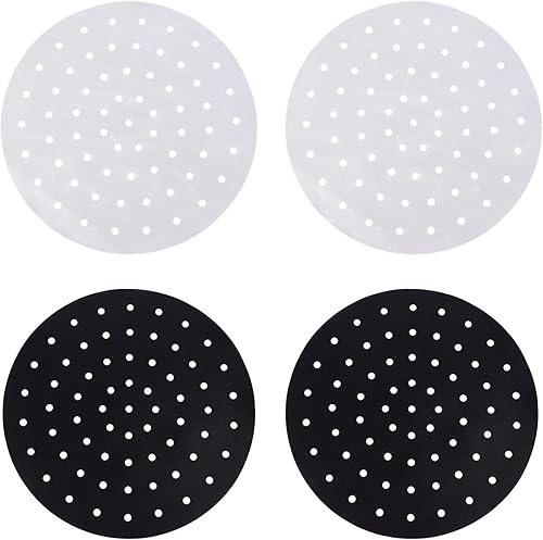 Miniatura 1 de Cabilock 4 unids almohadilla de freidora de aire freidora de aire Bandeja de cocina de papel pergamino perforado para microondas de aire,