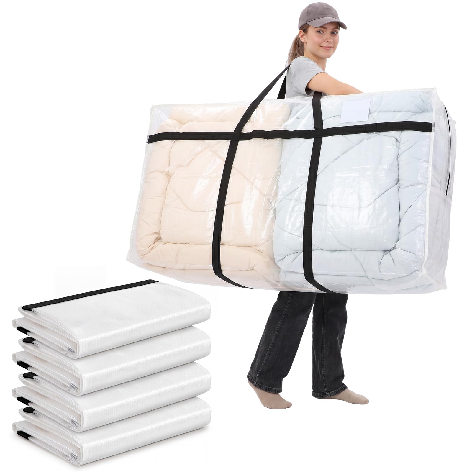 Windyun 4 Pack 98 Gallon Extra Large Moving Bags XXL Heavy Duty Storage Bag