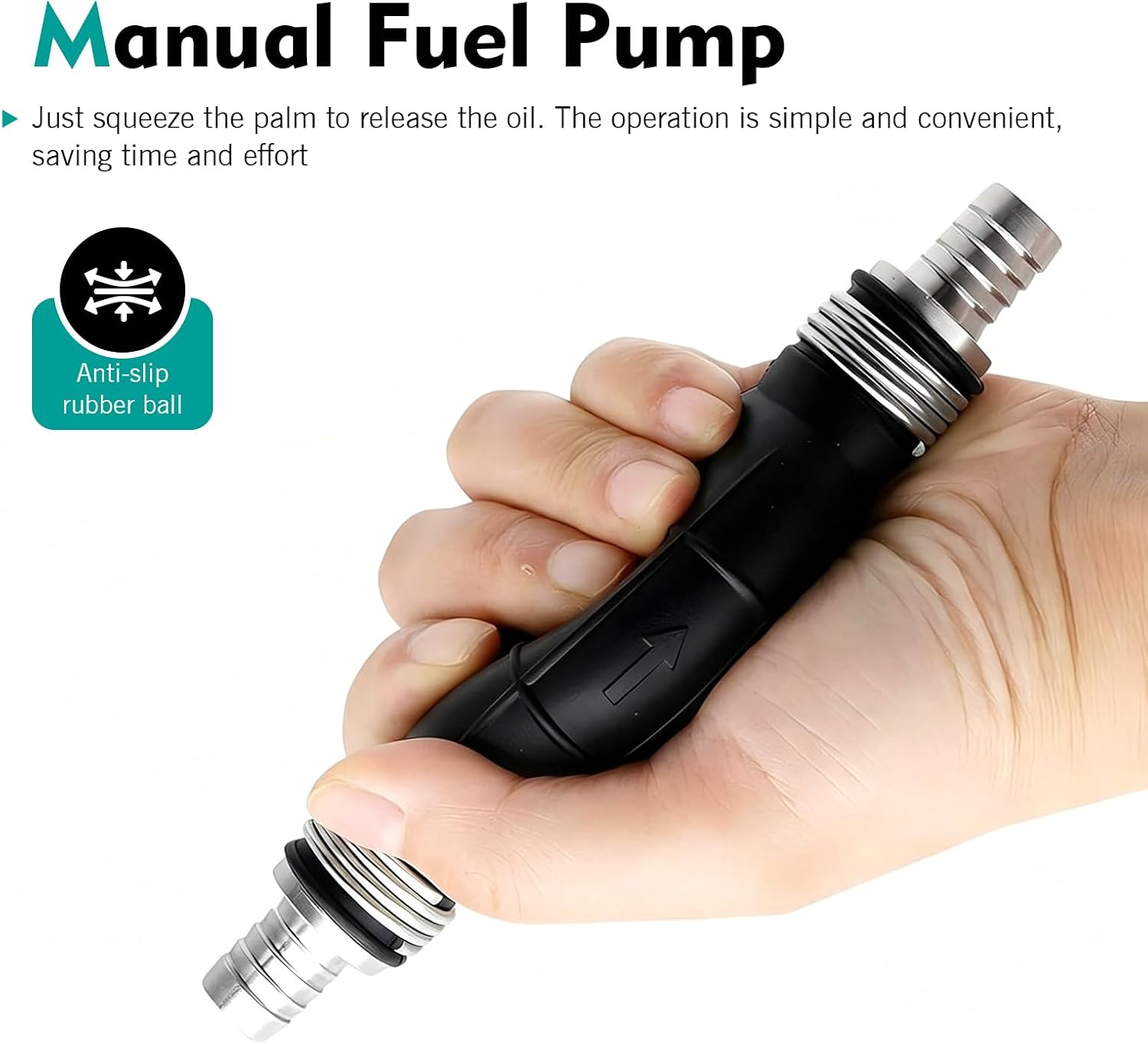 3/8" 10mm Car Vacuum Fuel Primer Bulb, Rubber Marine Fuel Line Hand Fuel Pump, Portable Manual Fuel Transfer Primer for Outboard Motor Boat Car Motorcycle (Black)