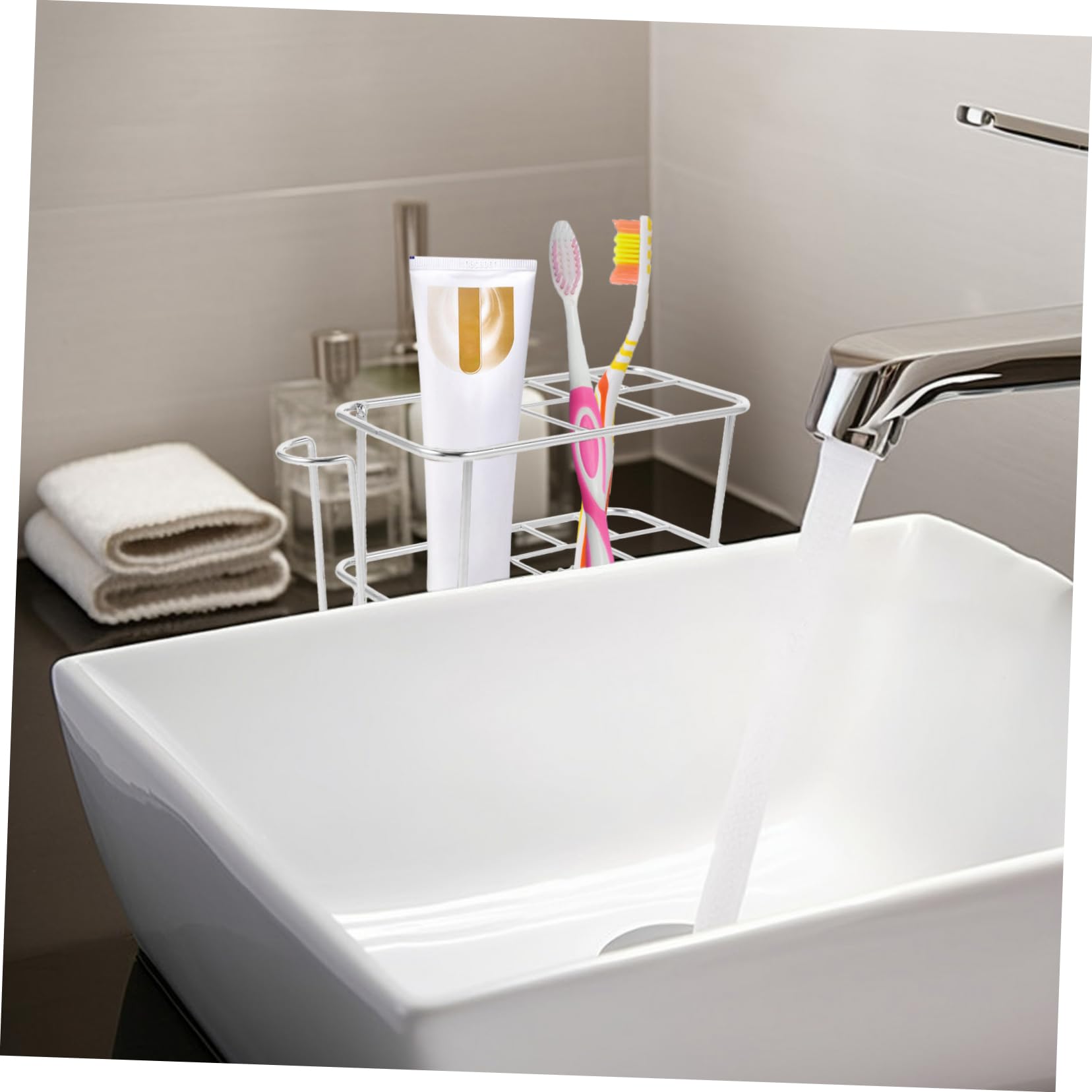 Cabilock 4piezas Soporte para Cepillos De Dientes Inoxidable Organizador Sin Perforación Estante para Maquillaje y Accesorios De Personal Diseño Elegante y para