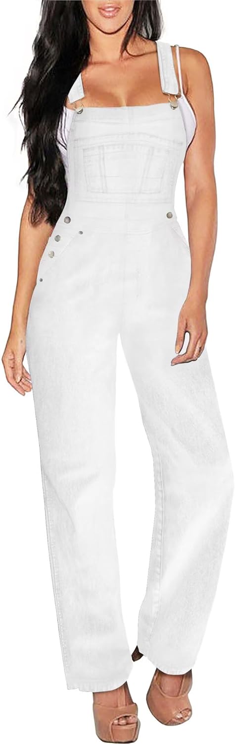 Hybrid & Company Womens Super Comfy Stretch Denim jumpsuit Pants Overalls