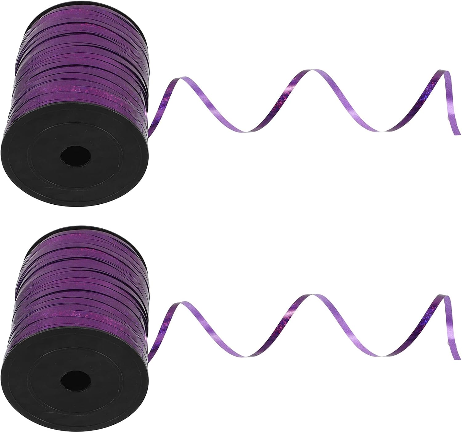 2pcs Holographic Purple Balloon String Curling Ribbon for Party Decoration and Wrapping with Shiny Metallic Finish, Suitable for Birthday, Christmas, Wedding, and Halloween