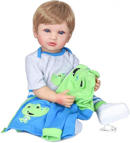 Novinose Reborn Babies Muñecas realistas de cuerpo completo de silicona de 22 pulgadas, muñeca de niño pequeño con abrigo verde que se ve de la vida disponible en Yaxa Colombia