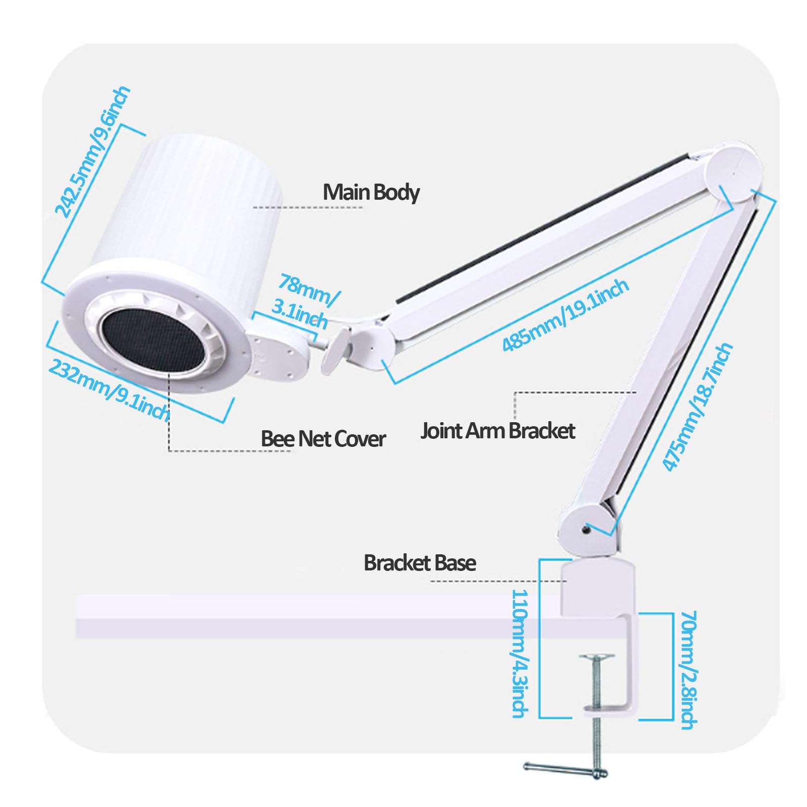 Aspirapolvere per Unghie, Aspirapolvere Elettrico per Pedicure e Manicure con LED dimmerabile Incorporato, Filtro sostituibile e Supporto da scrivania Universale