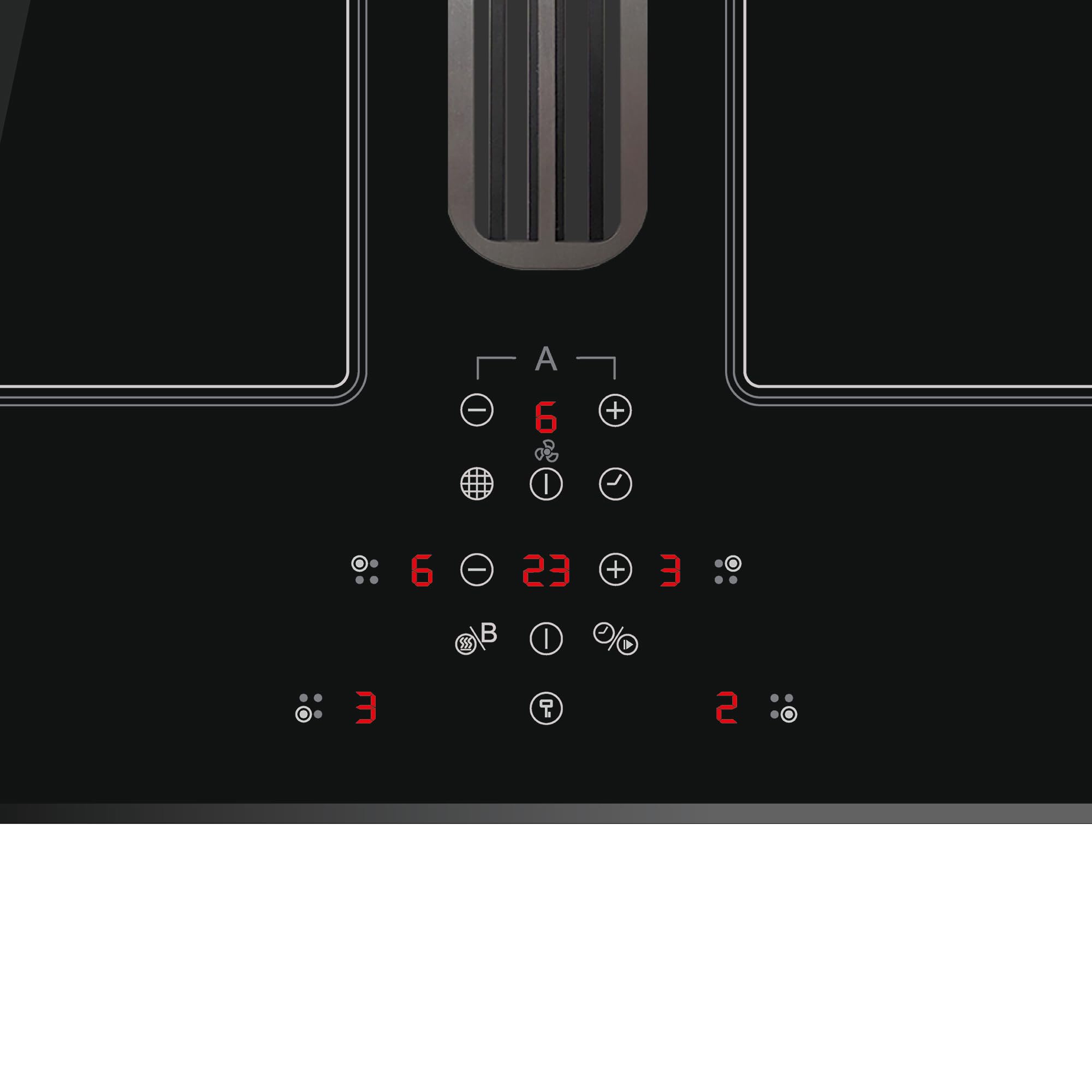 Cata Placa de Inducción AS 600 con Extractor de Humos Integrado, 4 Zonas, 6 Niveles de Extracción, 9 Niveles de Potencia, Ancho 59cm, Temporizador, Táctil, Bloqueo de Seguridad, Negro