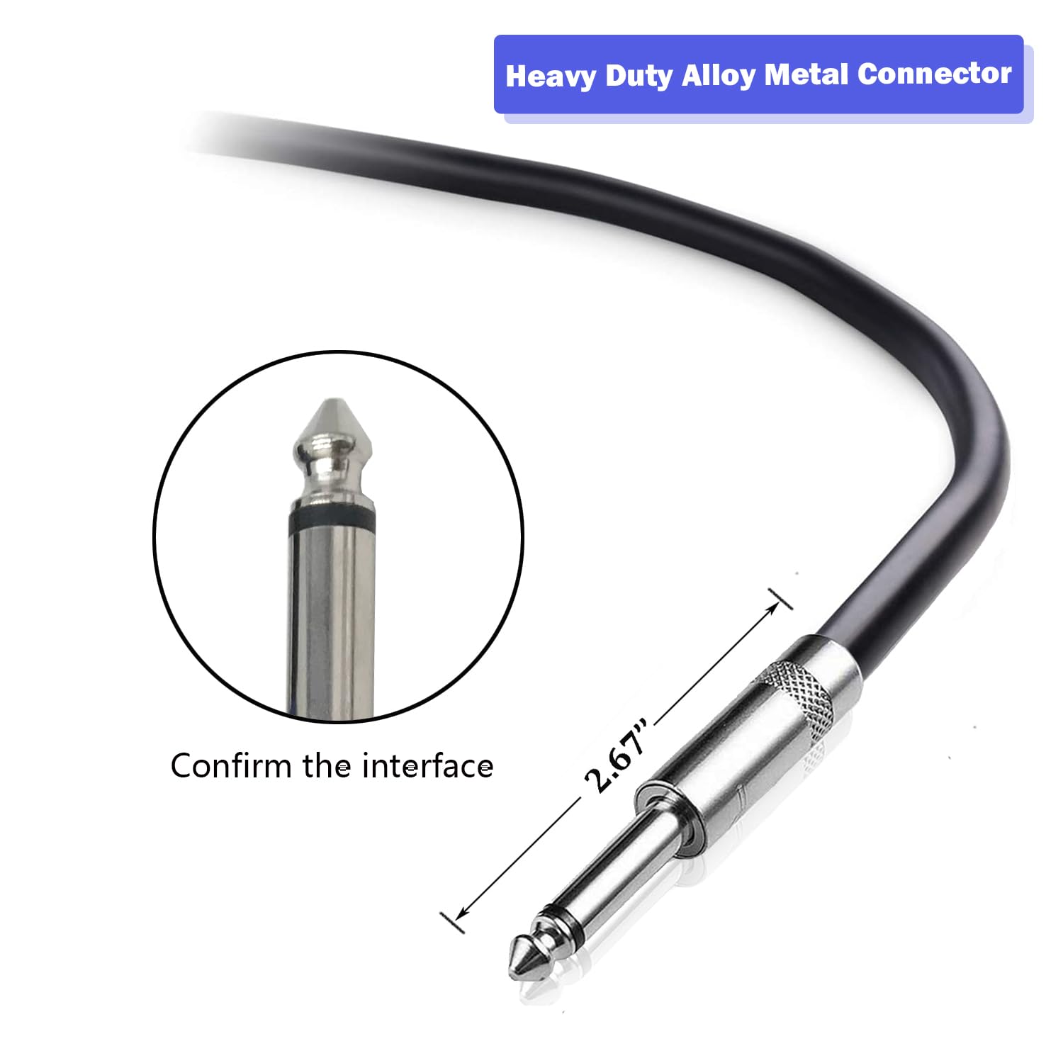 Kabel głośnikowy, 1,4 cm na 1/4 cala (6,35 mm) na 1/4 cala (6,35 mm), kabel przyłączeniowy stereo audio, kabel AWG 12 G, 2 sztuki