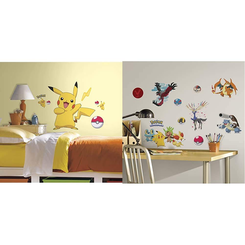 RoomMates Pokemon Pikachu Peel and Stick Wall Decals and RoomMates Pokemon XY Peel and Stick Wall Decals