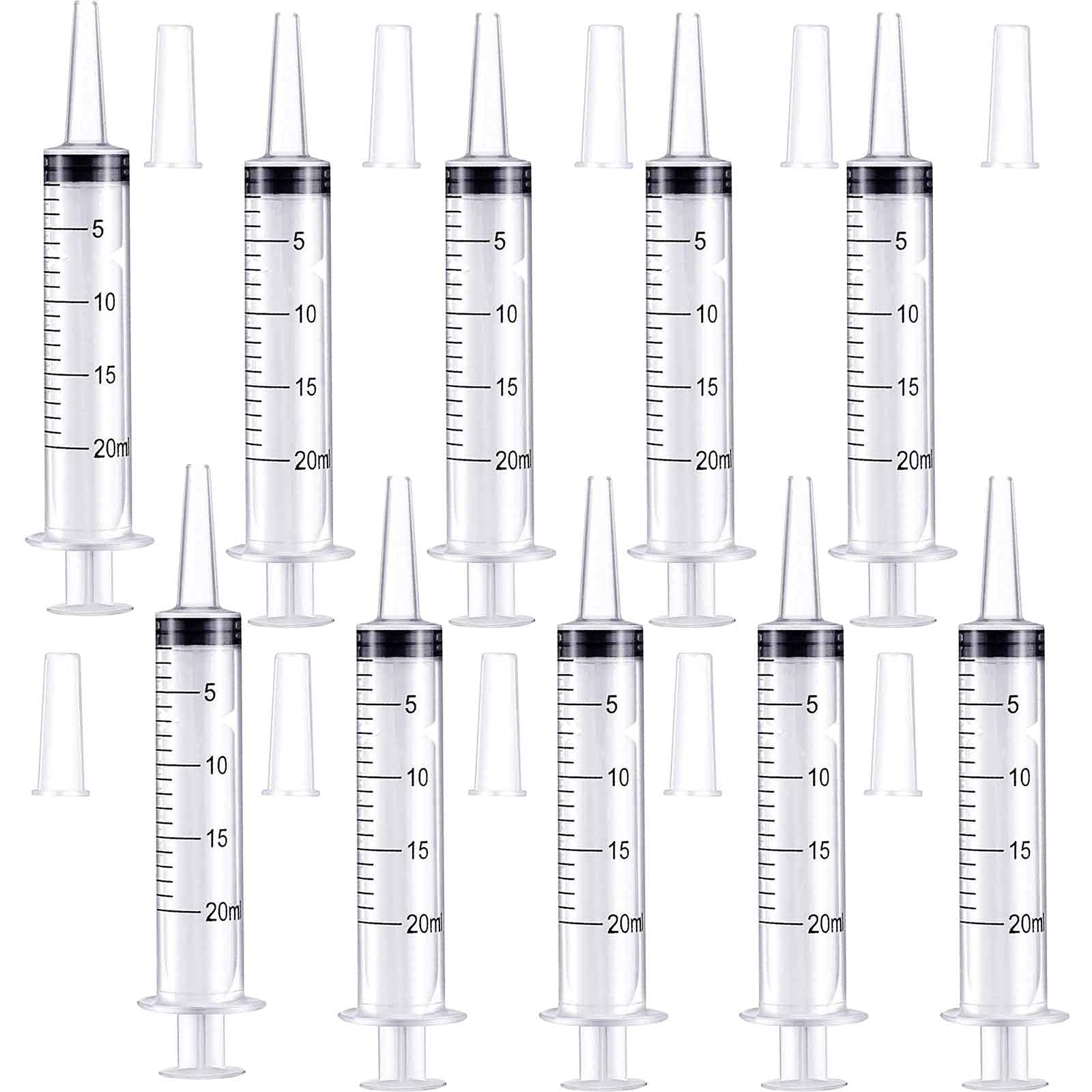 Buy 10pcs 20ml Plastic Syringes with Plugs Measuring Syringe No Needle