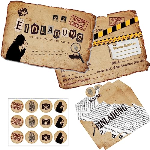 12 Biglietti Invito Compleanno Bambini A Tema Escape Room – Formato A6, Cartoncino 300g/m² Con Vernice UV, Made In Germany, Per Ragazzi E Ragazze - copertina