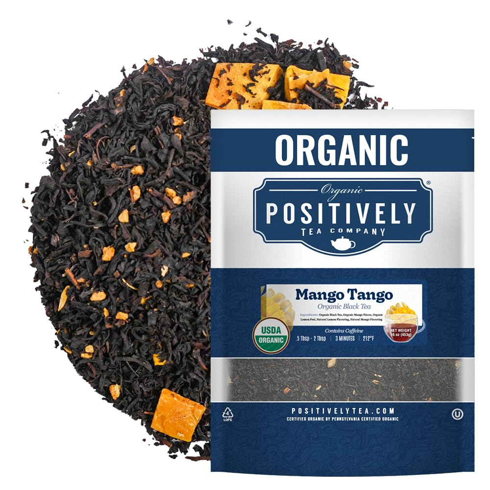 Organic Positively Tea Company, Mango Tango Black Tea, Loose Leaf, 16 Ounce