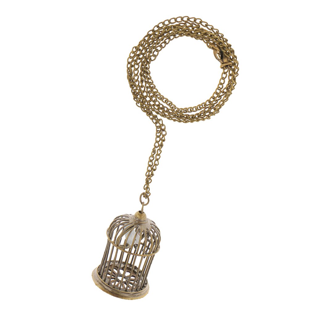Jianyana Bird Cage Pendant Necklace