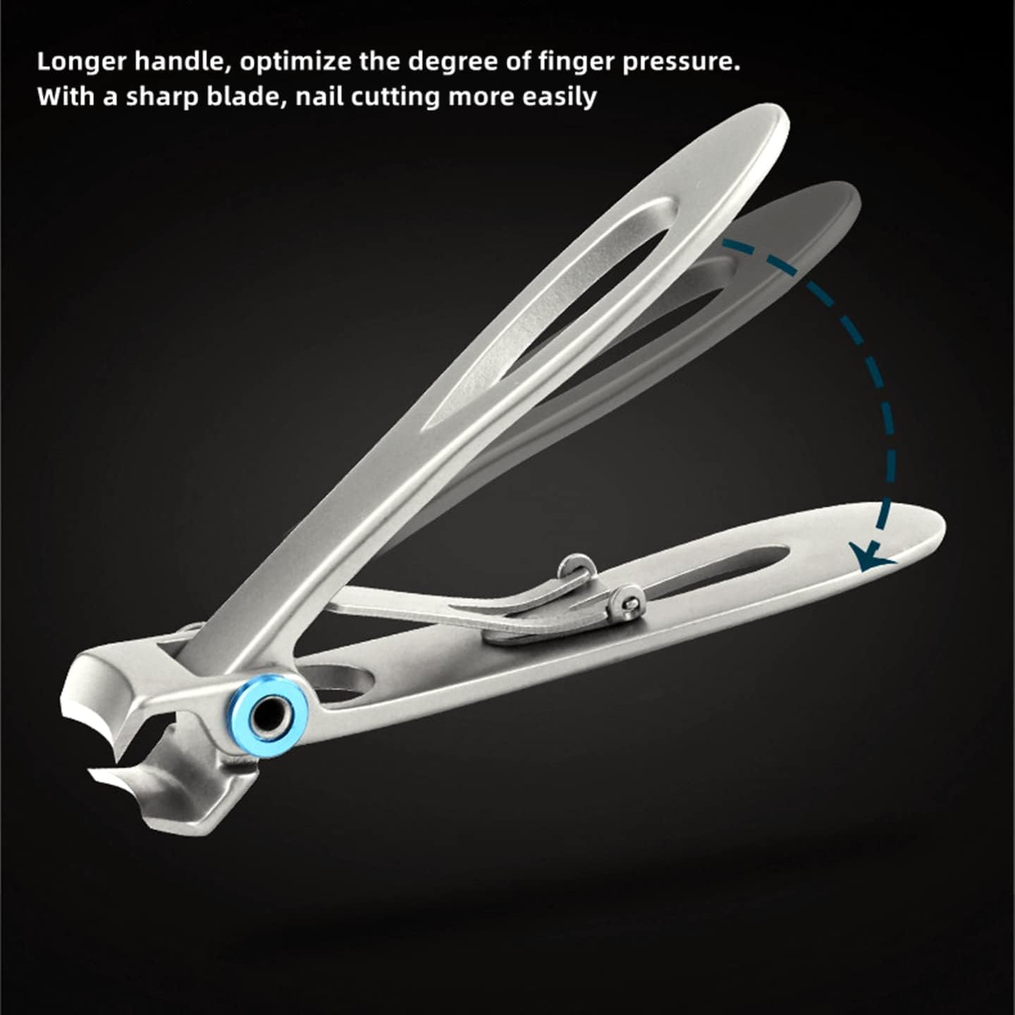 Nail Clippers Nippers Big Opening for Thick Stainless Steel Cutter Toenail Fingernail Manicure Trimmer Tools EDC (Black 2-pcs Set(L)) : Beauty & Personal Care