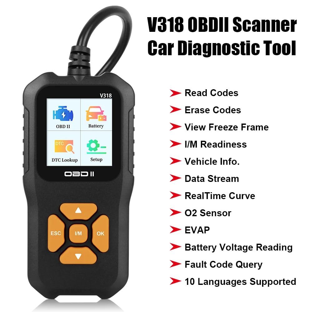 Skaner OBD2 V318 Narzędzia diagnostyczne samochodów Test czytnika kodów Odczyt