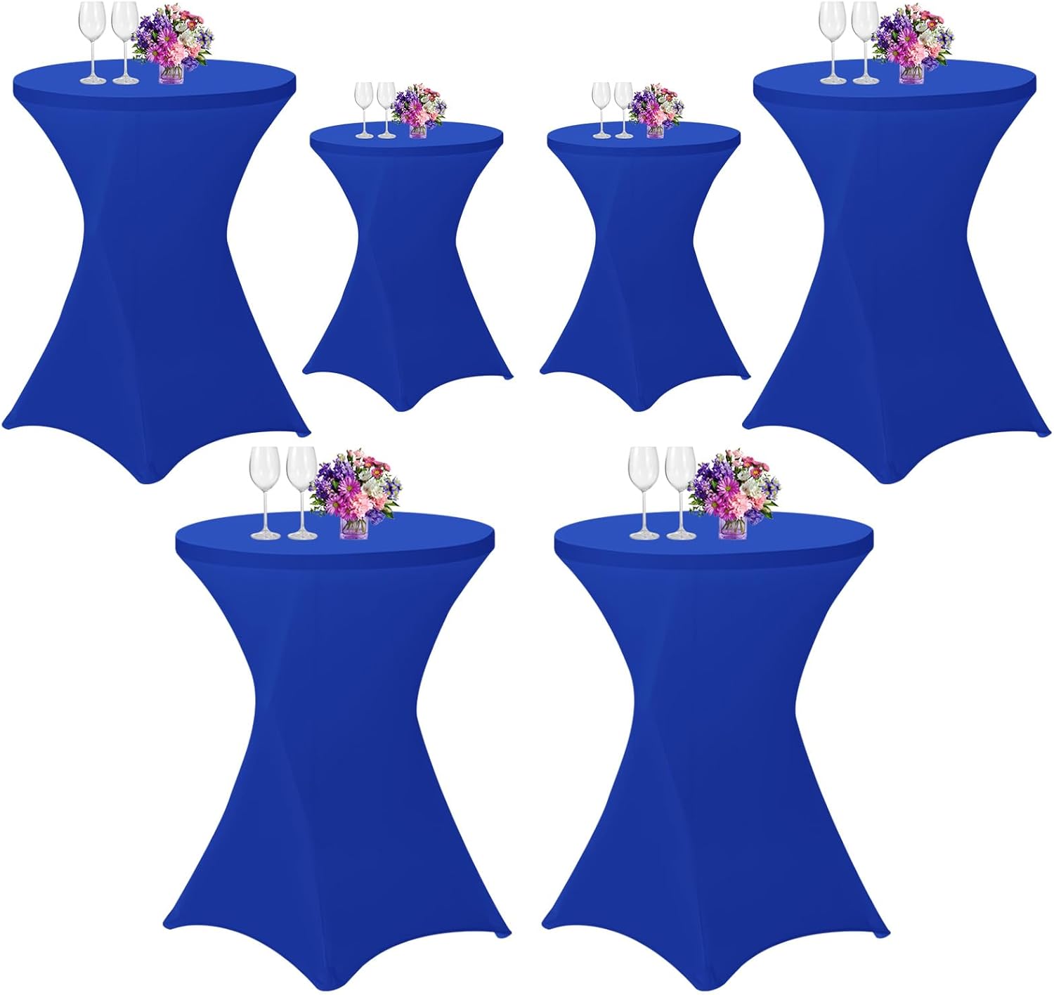 6 Pack 32x43 Inch Spandex Cocktail Table Covers, High Top