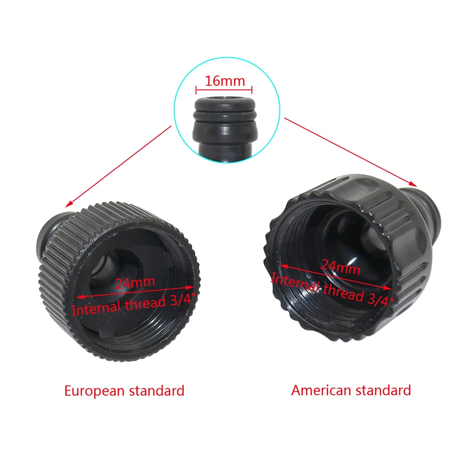 Utility Hose Butt Hose Connector Adapter 2 Sets of Plastic American/European Standard 3/4 inch Internal/External Thread Quick Connector Kit Garden Irrigation Water Connector/Blue