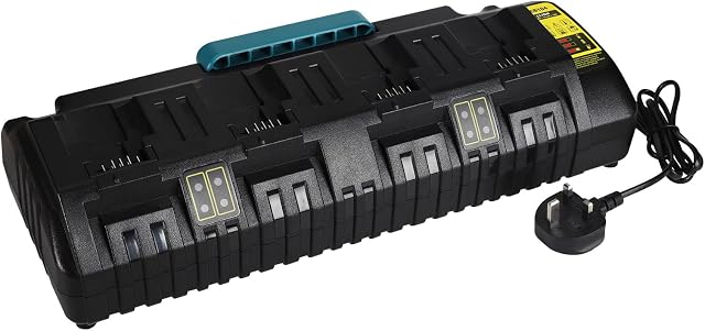 YEX-BUR DCB104 4 Ports Battery Charger Replacement for DeWalt 12V 20V Max Lithium Ion Batteries DCB206 DCB205 DCB204 DCB203 DCB201 DCB120 DCB127 Fast Charger