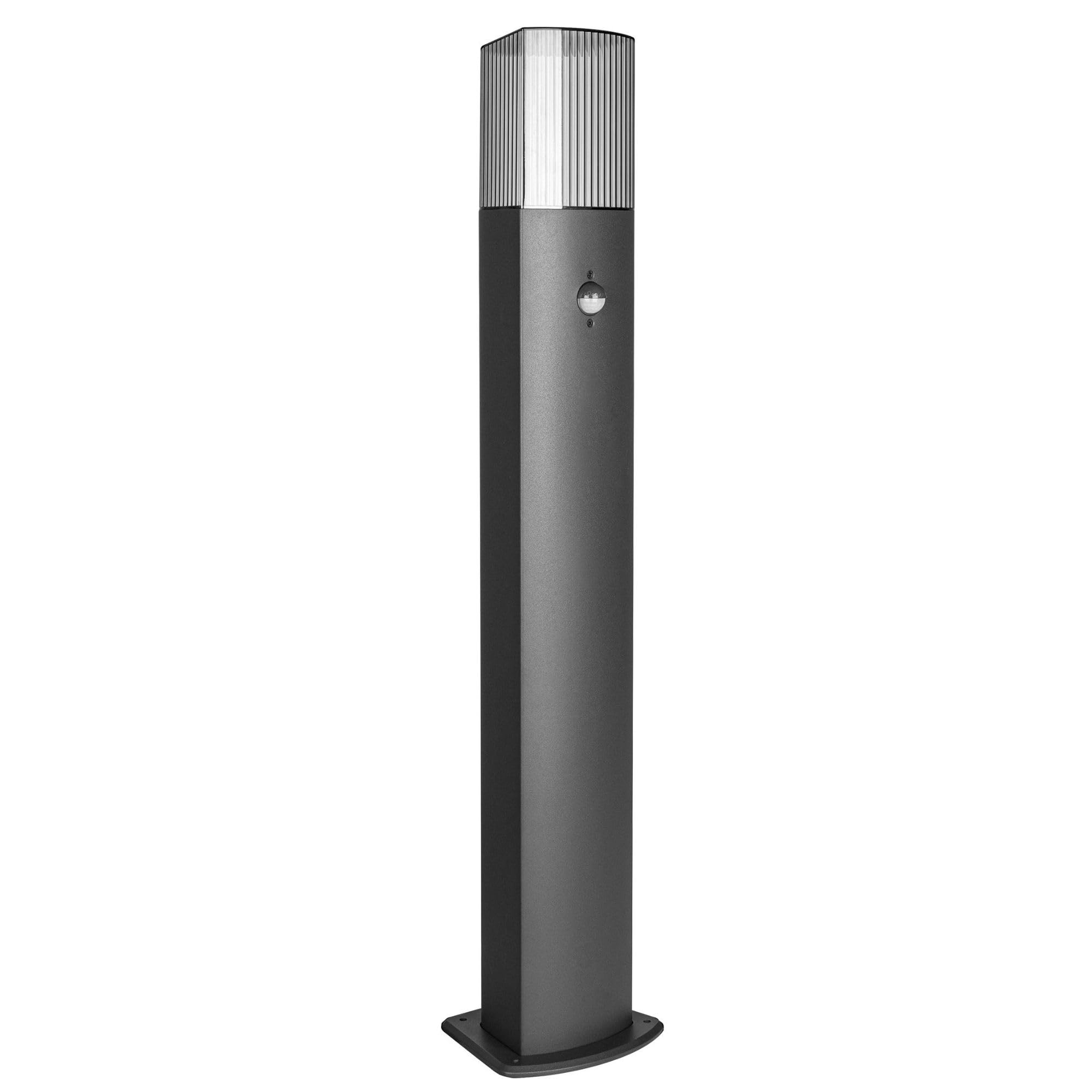 Paletto Luce da Giardino Esterno per Sentieri Vialetti Terrazze IP54 Palo Lampada da Terra Esterno Illuminazione Esterna Base E27 Lampadina non Inclusa (con sensore di movimento)
