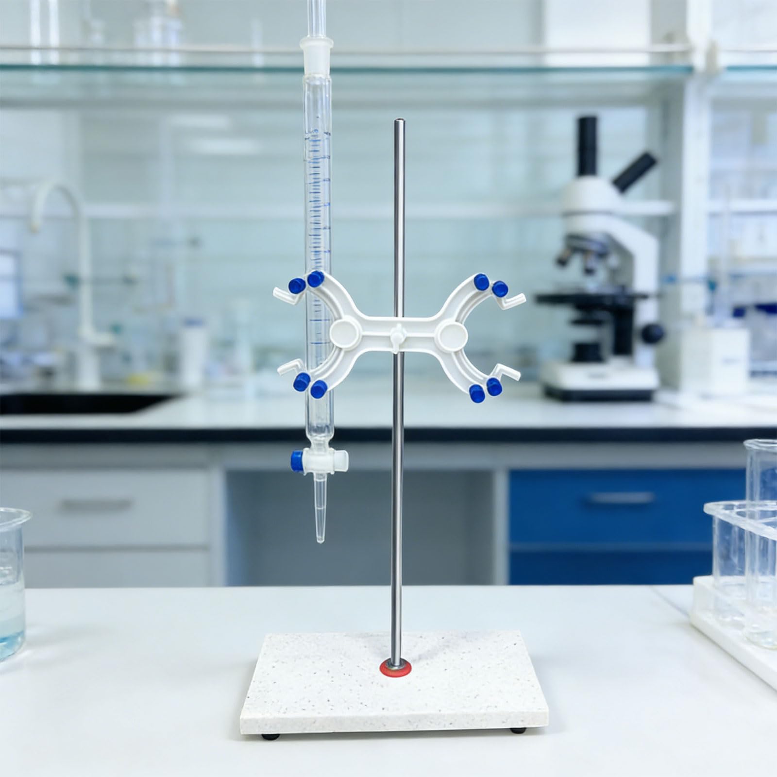Supporto per burette con base in marmo per laboratori scolastici con morsetto con morsetto a farfalla per esperimenti di titolazione
