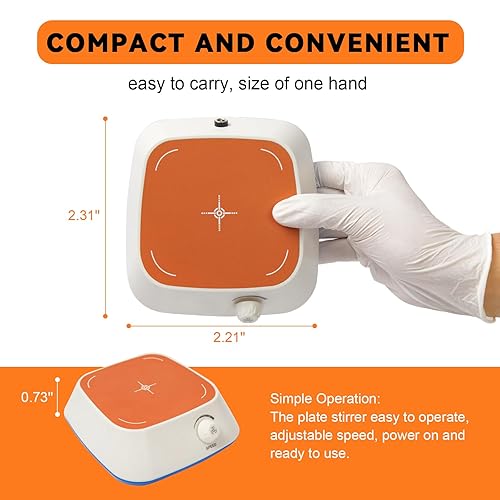 Miniatura 3 de Agitador magnético con barra de agitación, placa de agitación magnética, capacidad de 101.4 fl oz, mini agitador magnético de laboratorio con motor