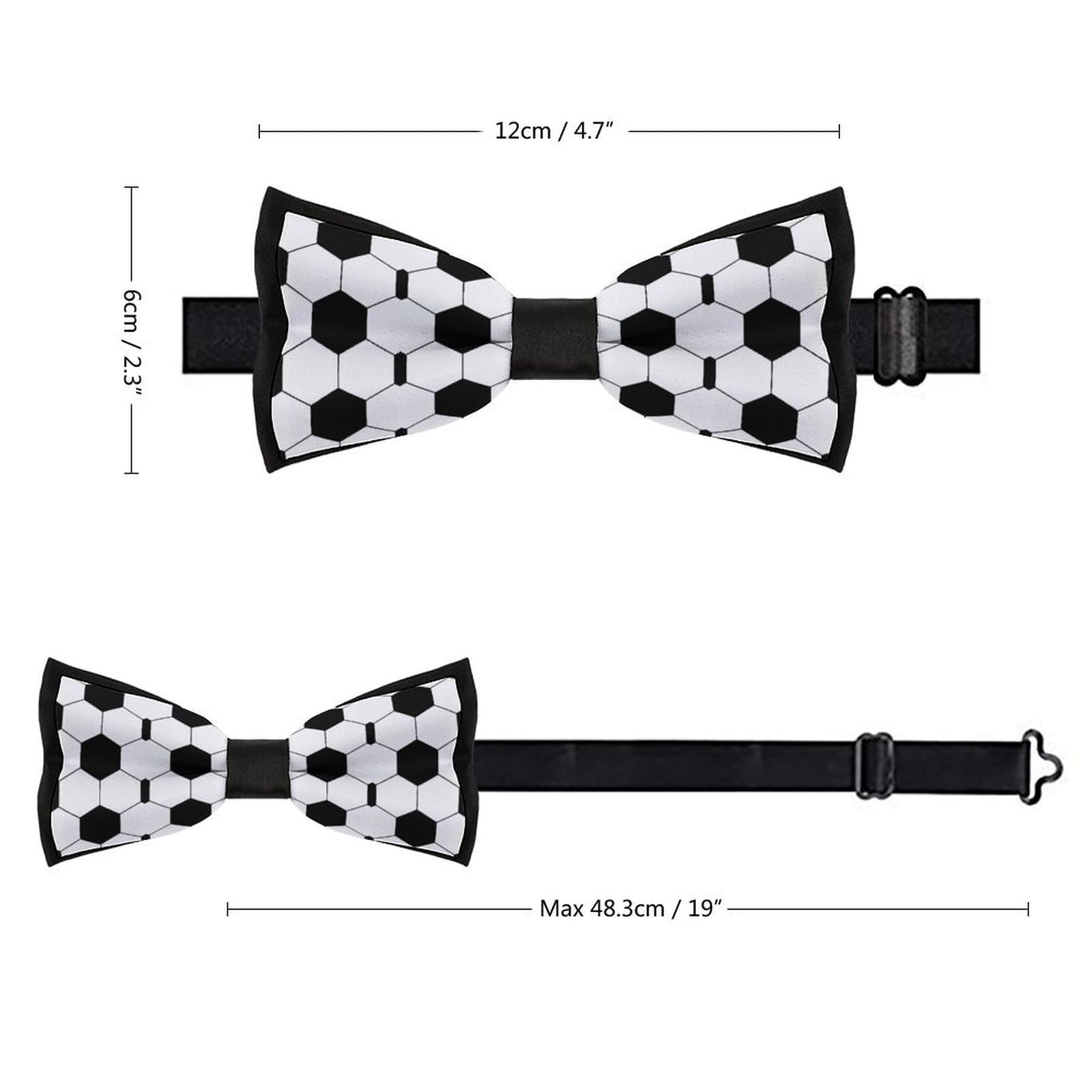 GoasNei Soccer Cartoon Pattern Bow Tie for Men Adjustable Necktie Funny Tie Neck Ties for Weddings Party